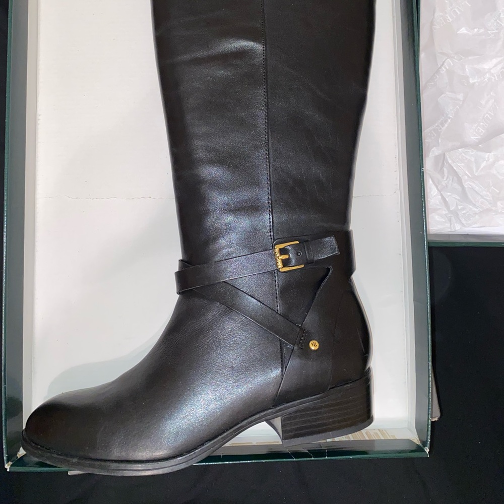 Wide shaft Ralph Lauren black riding boot